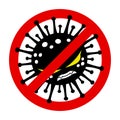 Stop angry virus sign.